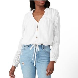 Love, Whit‎ White Peasant Blouse | 100% Cotton | Size S